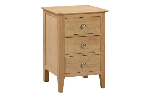 3 Drawer Bedside Table, Oak Wood