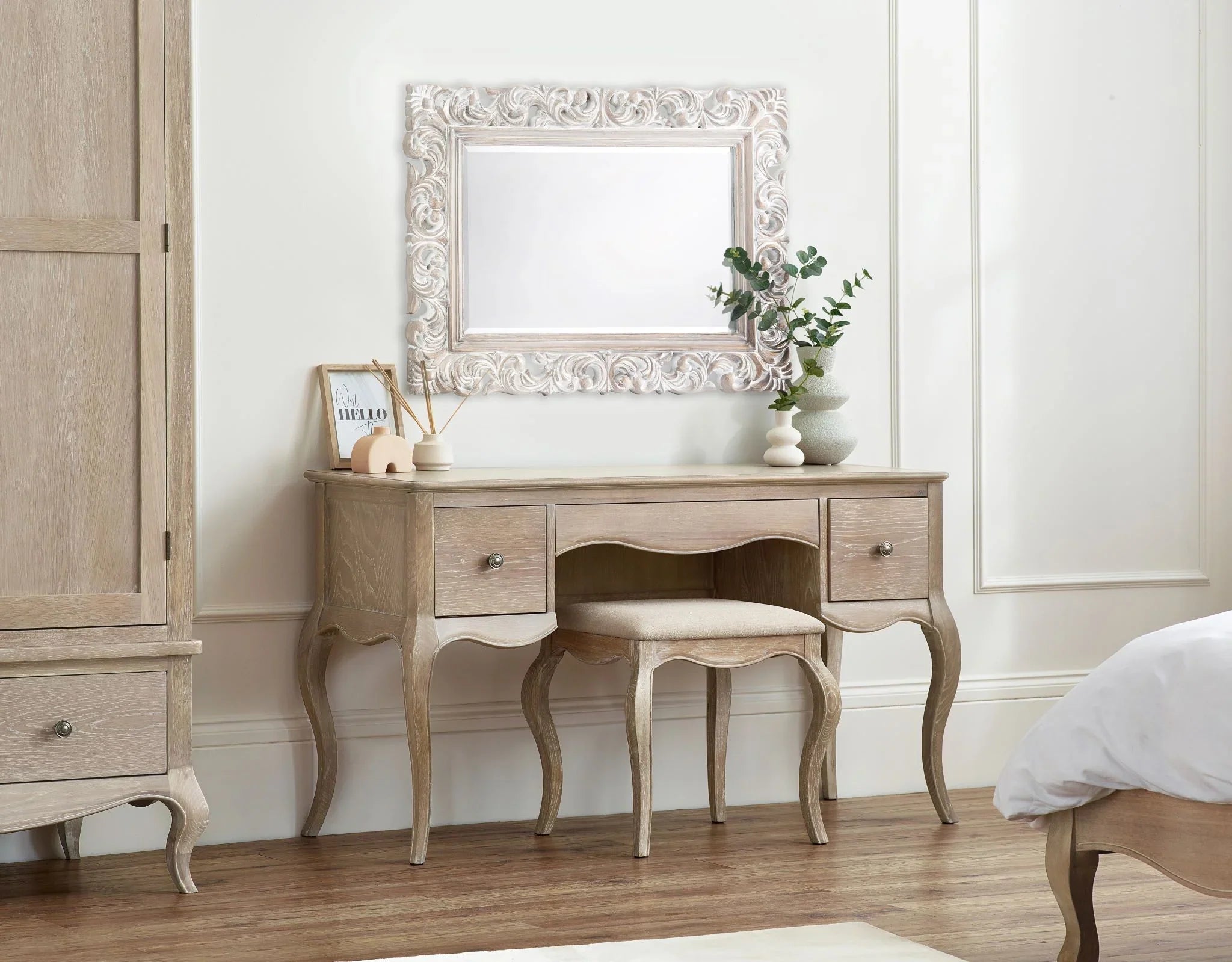 Camile Wooden Dressing Table and Stool
