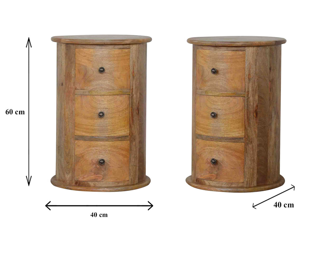 3 Drawer Drum Chest, Oak