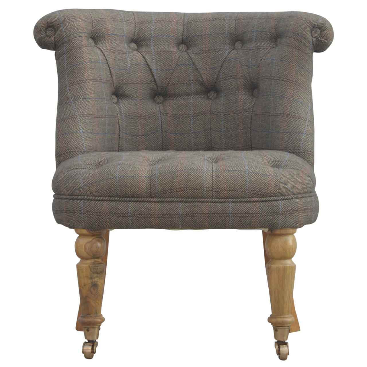 Deep Button Chair, Mixed Tweed