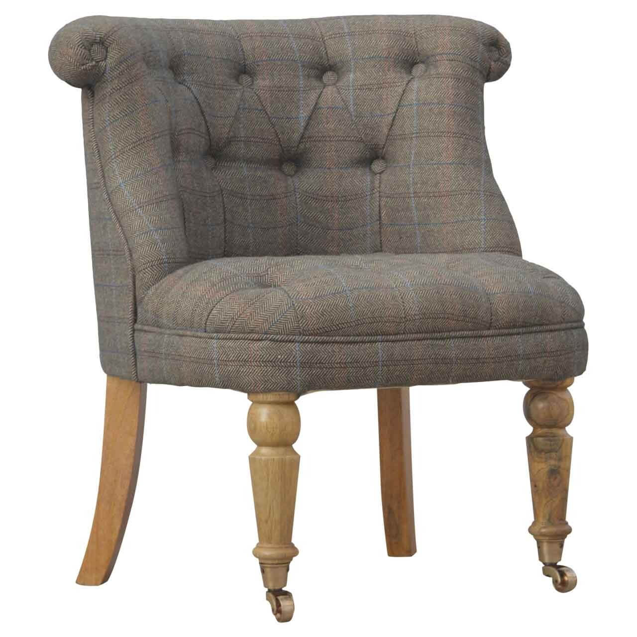 Deep Button Chair, Mixed Tweed