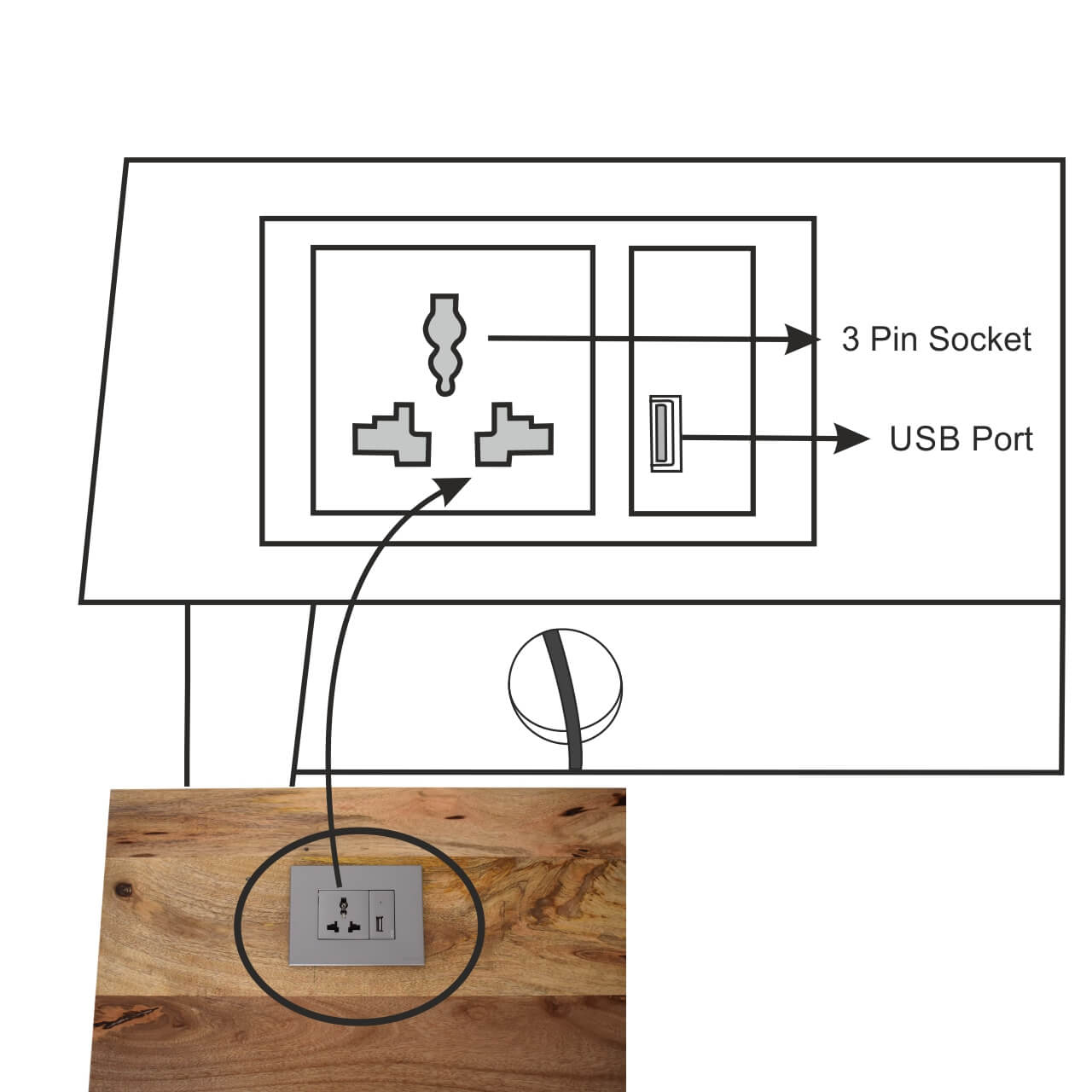 Randi Desk with Socket & USB Port