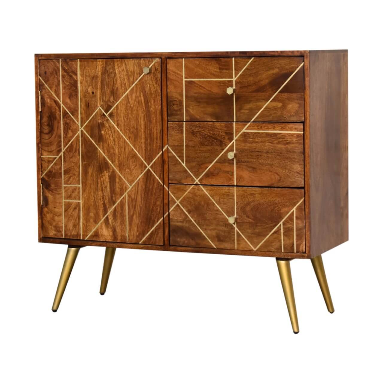 Brass Inlay Sideboard, Chestnut