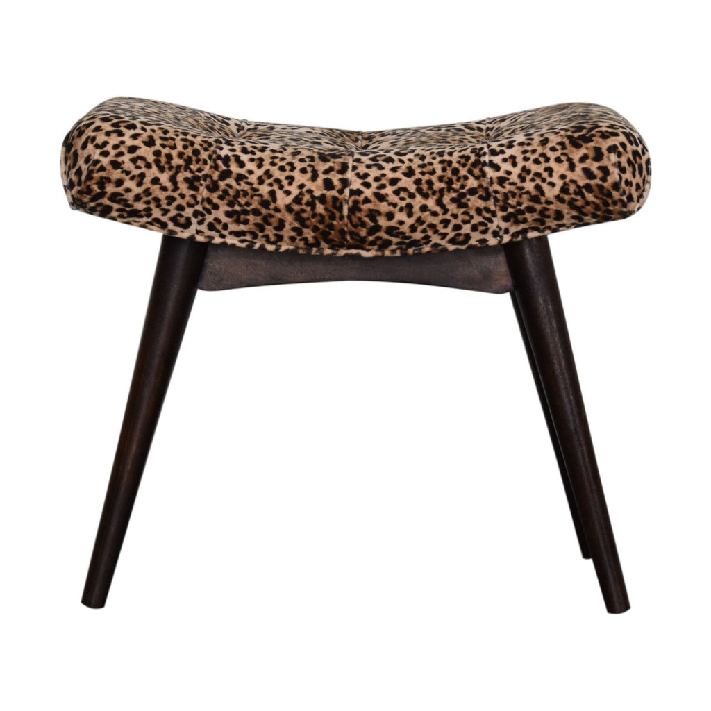Velvet Curved Bench, Leopard Print