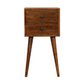 Narrow 2 Drawer Bedside, Chestnut