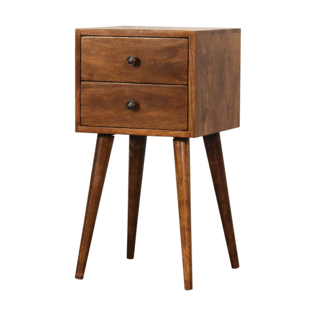 Narrow 2 Drawer Bedside, Chestnut