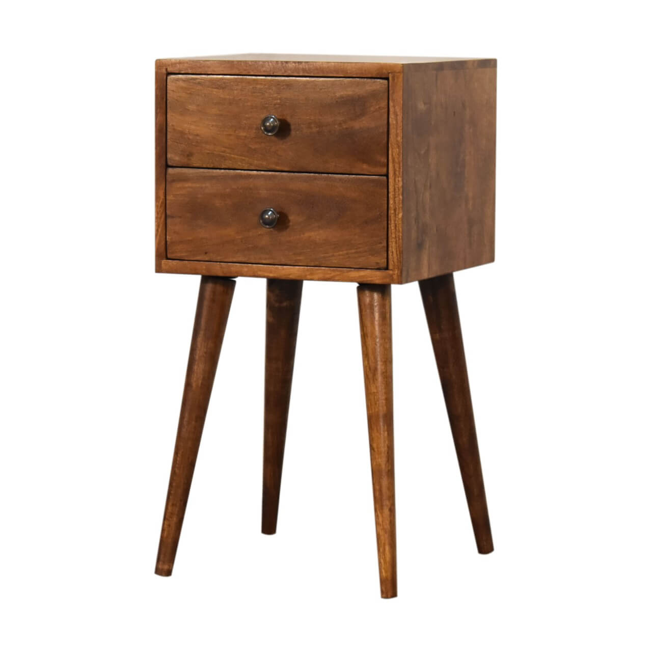 Narrow 2 Drawer Bedside, Chestnut