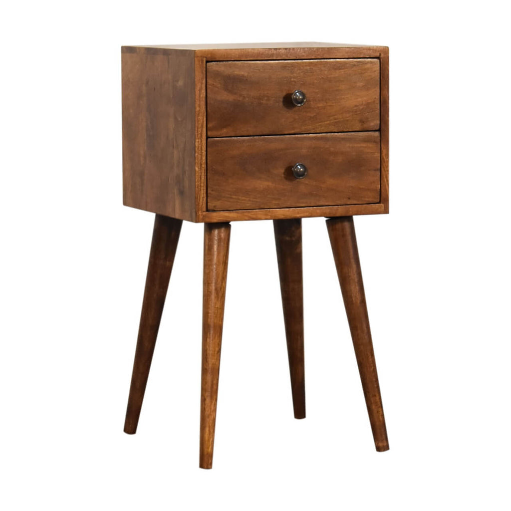 Narrow 2 Drawer Bedside, Chestnut