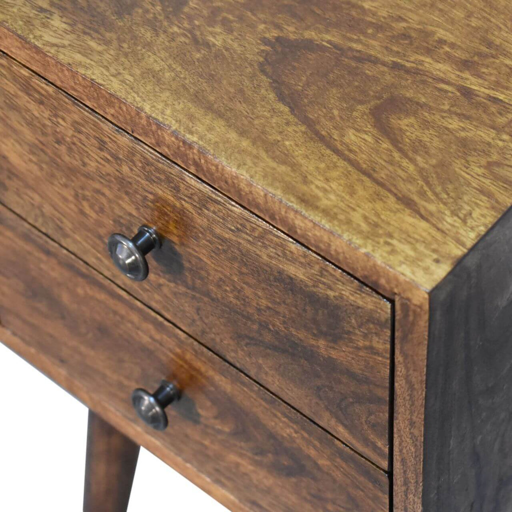 Narrow 2 Drawer Bedside, Chestnut