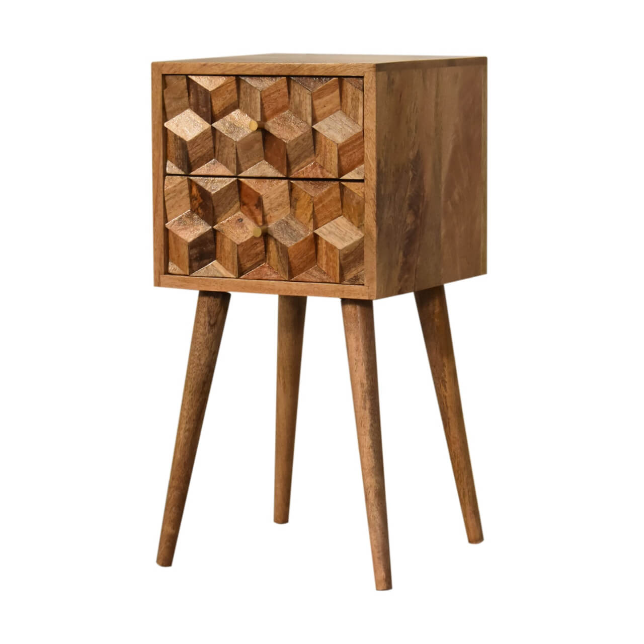Narrow Cube Carved Bedside