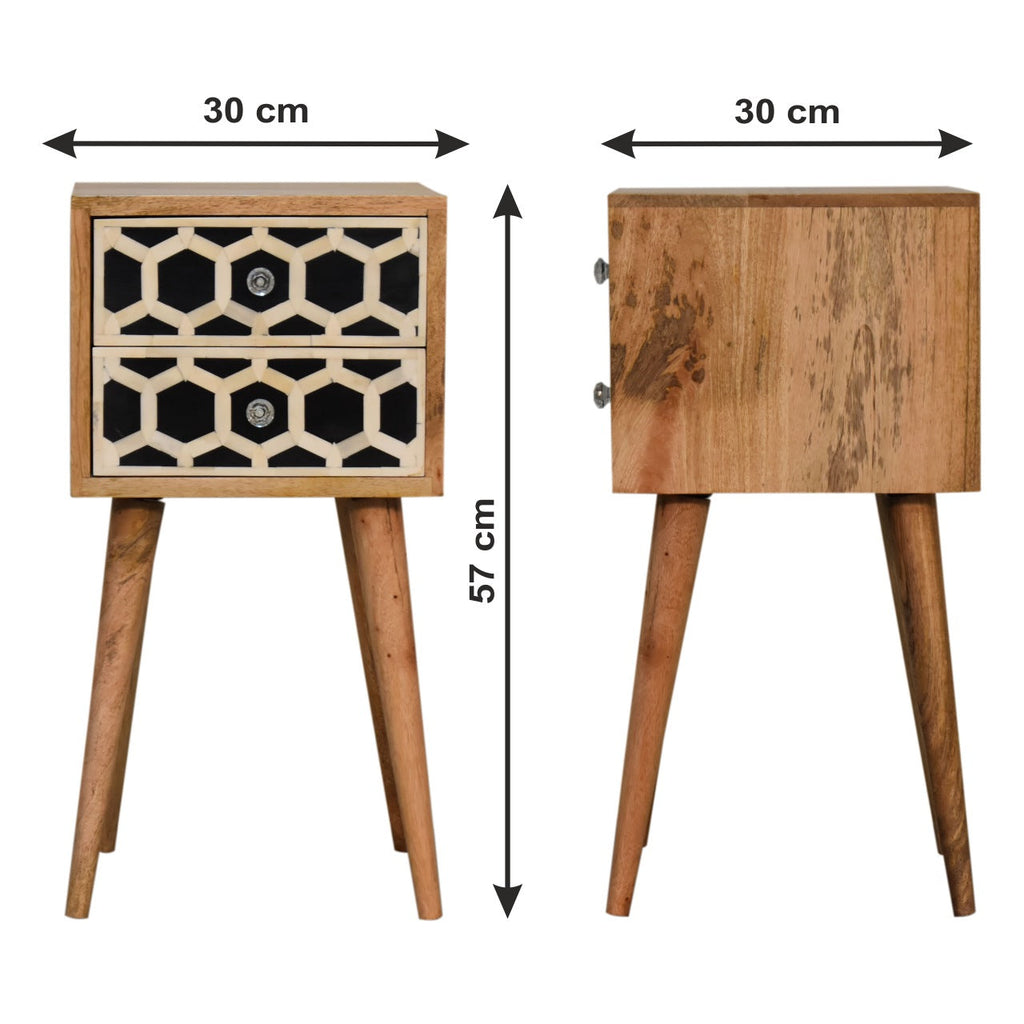 Narrow Bone Inlay Bedside