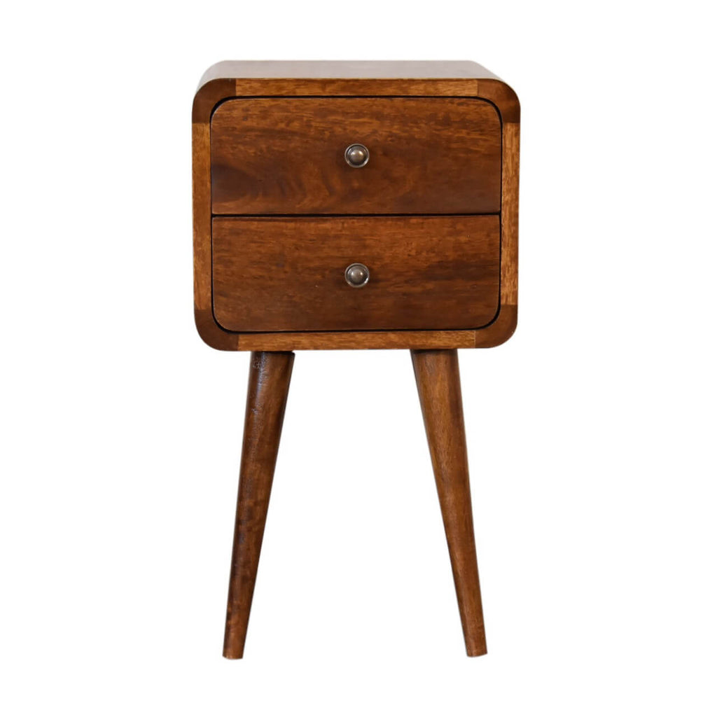 Arto 2 Drawer Narrow Bedside, Chestnut