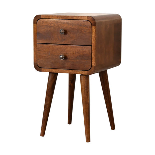 Arto 2 Drawer Narrow Bedside, Chestnut