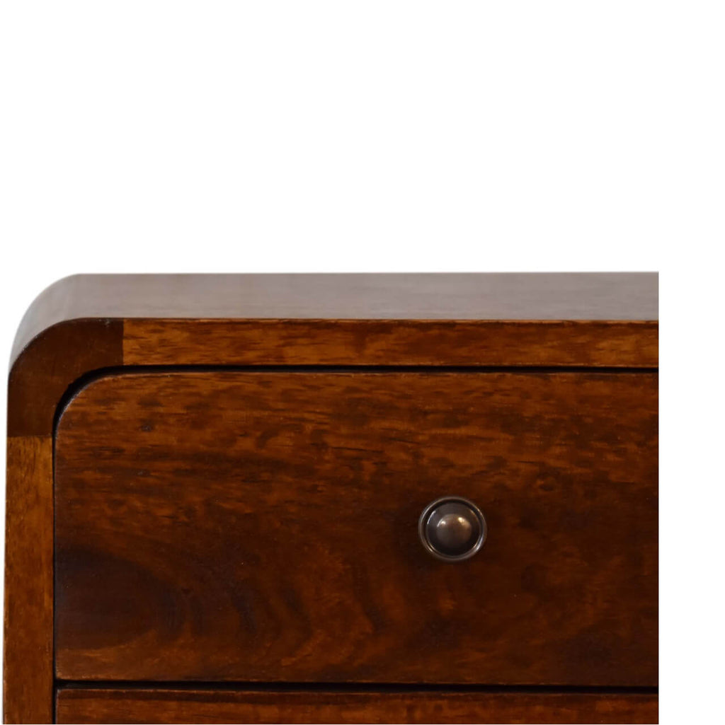 Arto 2 Drawer Narrow Bedside, Chestnut