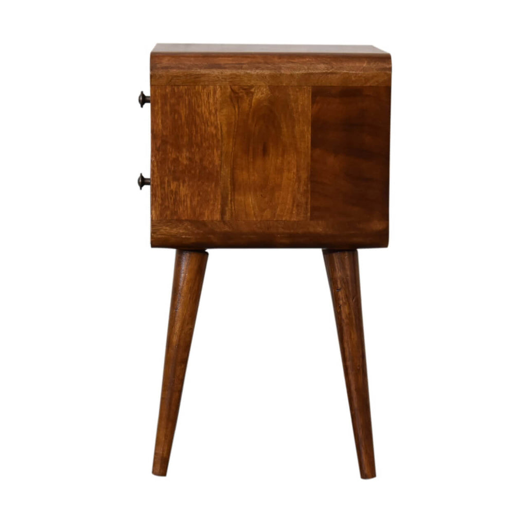 Arto 2 Drawer Narrow Bedside, Chestnut