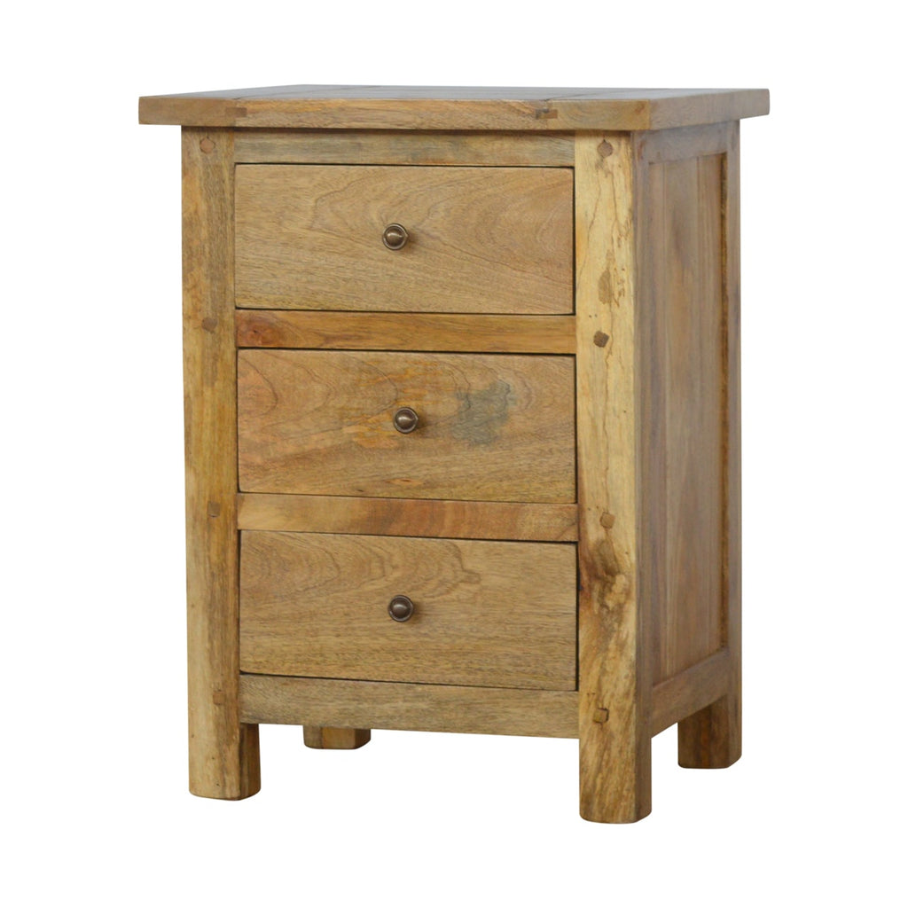 3 Drawer Mango Wood Bedside Table