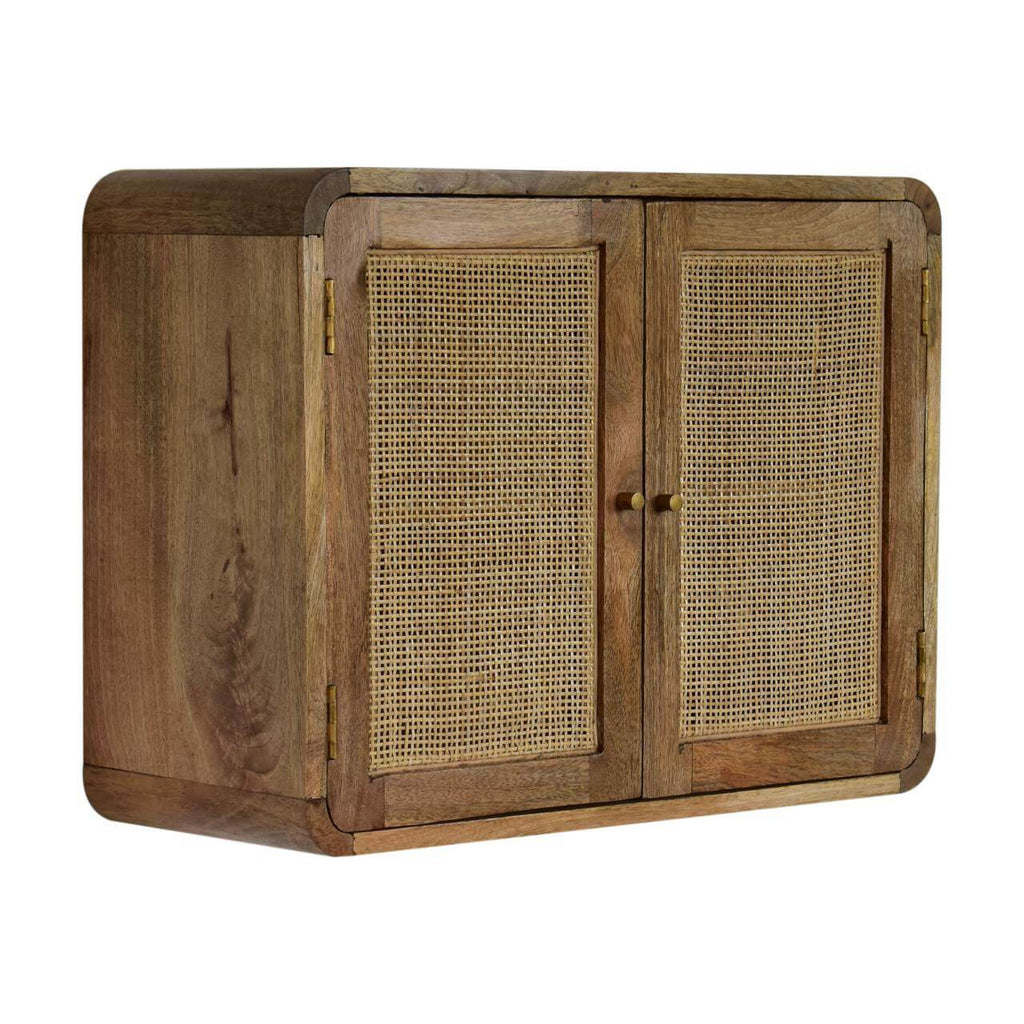 Wall Mounted Woven Cabinet, Grey Wash