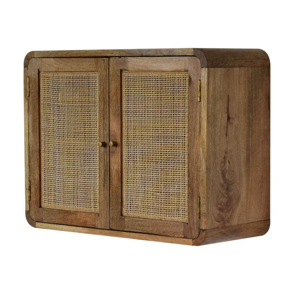 Wall Mounted Woven Cabinet, Grey Wash