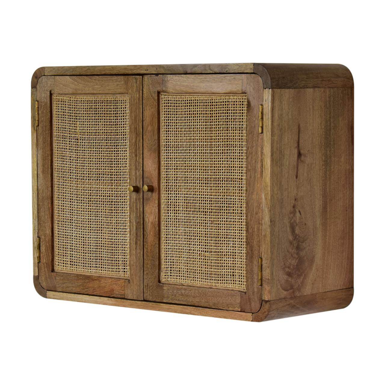 Wall Mounted Woven Cabinet, Grey Wash