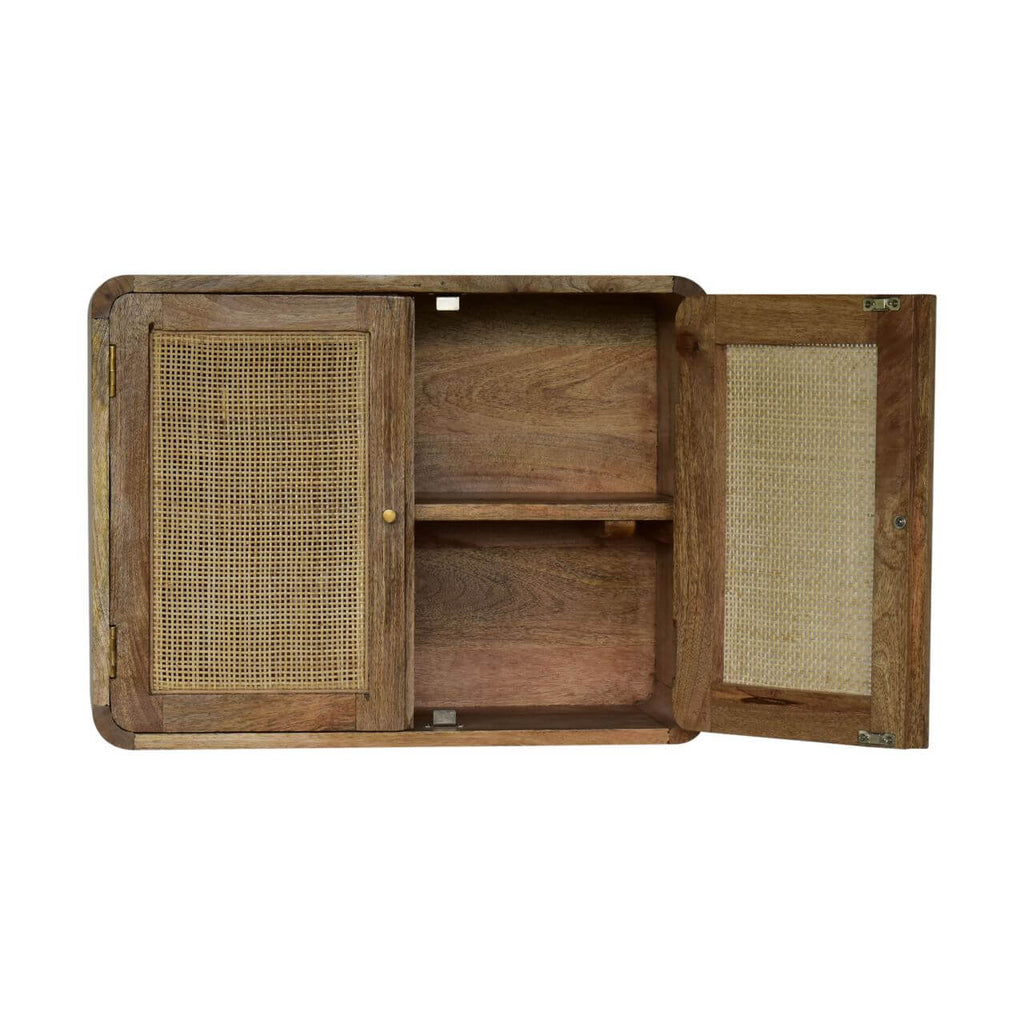 Wall Mounted Woven Cabinet, Grey Wash