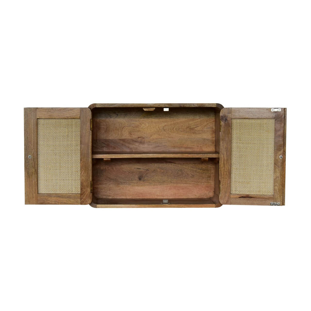 Wall Mounted Woven Cabinet, Grey Wash