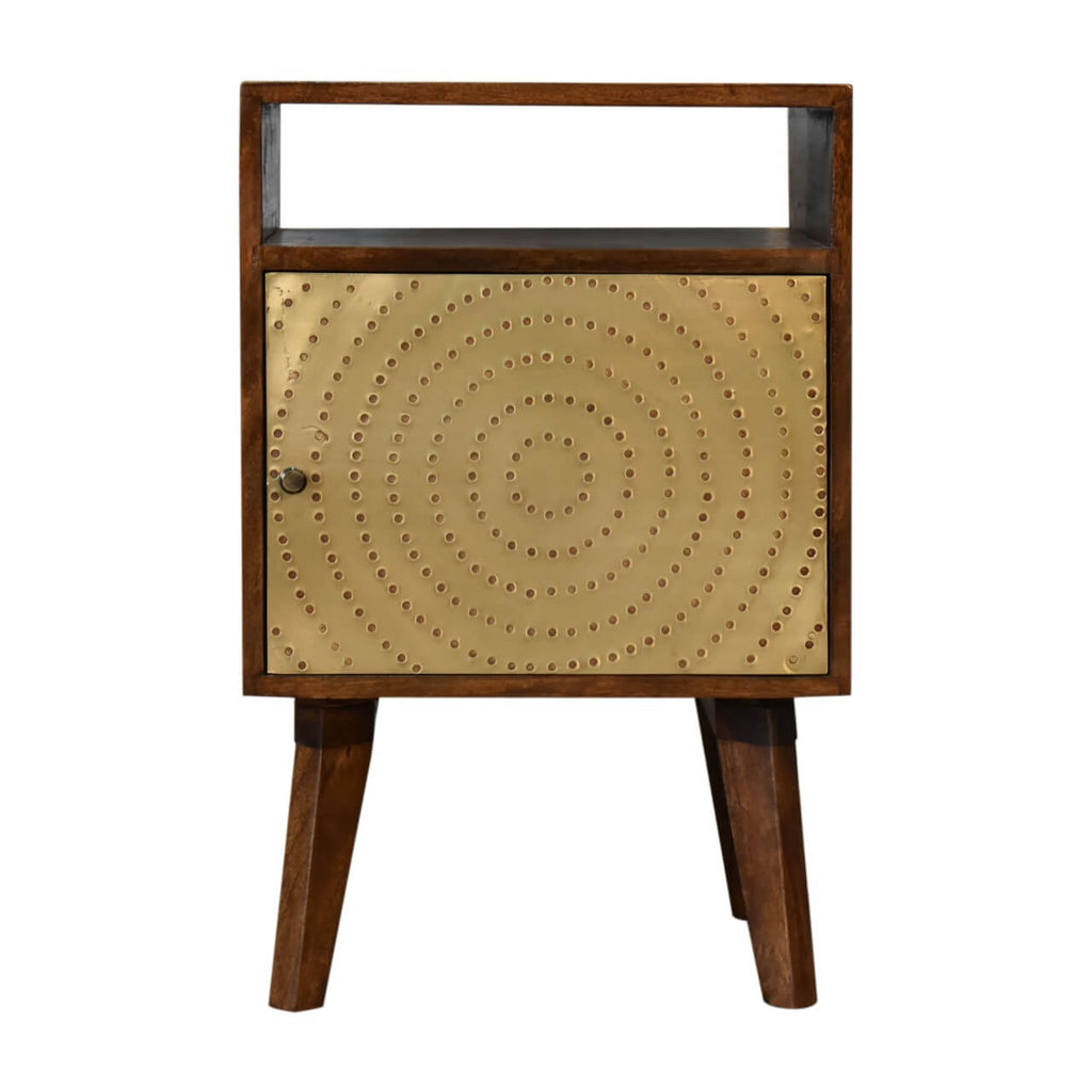 Zen Bedside Table, Chestnut + Brass