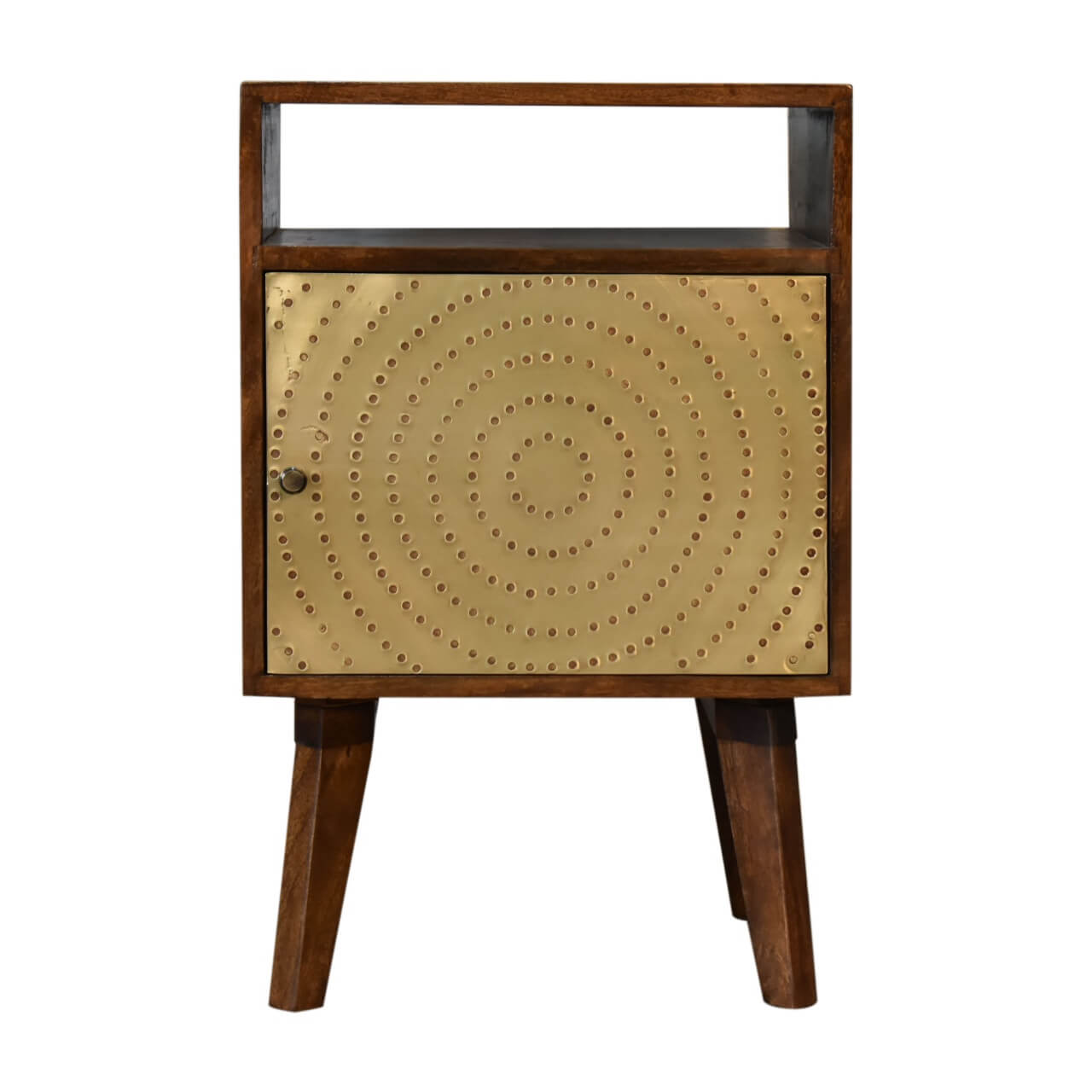 Zen Bedside Table, Chestnut + Brass