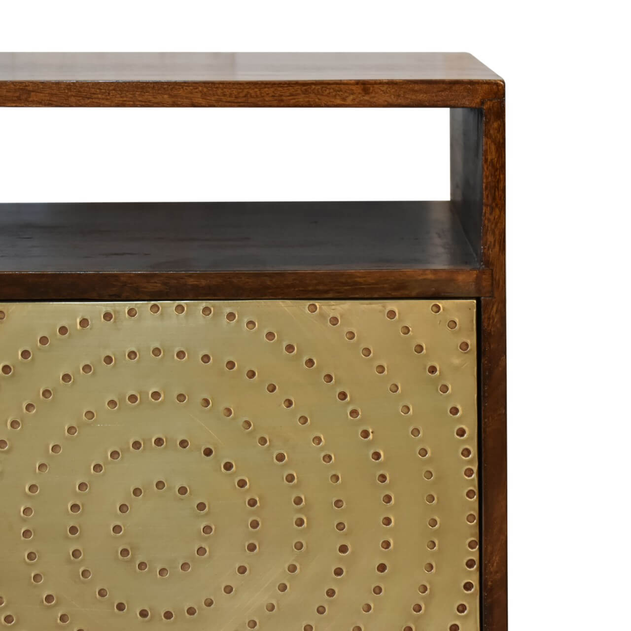 Zen Bedside Table, Chestnut + Brass