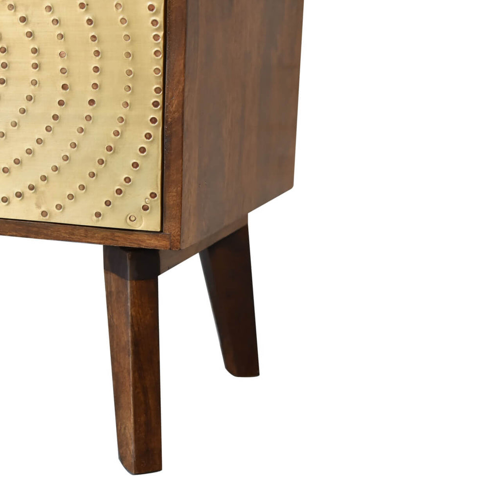 Zen Bedside Table, Chestnut + Brass