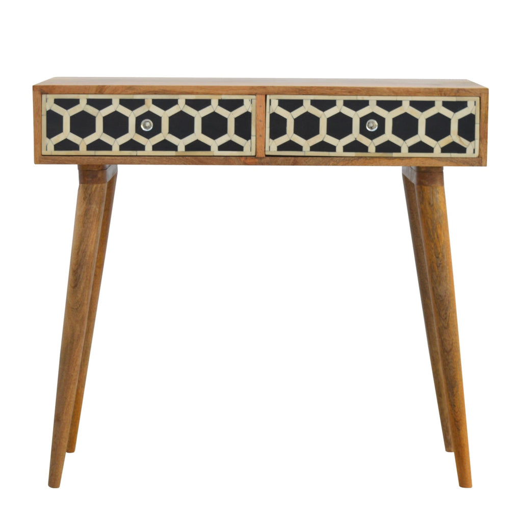 Bone Inlay 2 Drawers Console Table