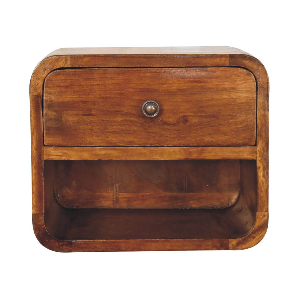 Arto 1 Drawer Floating Bedside, Chestnut