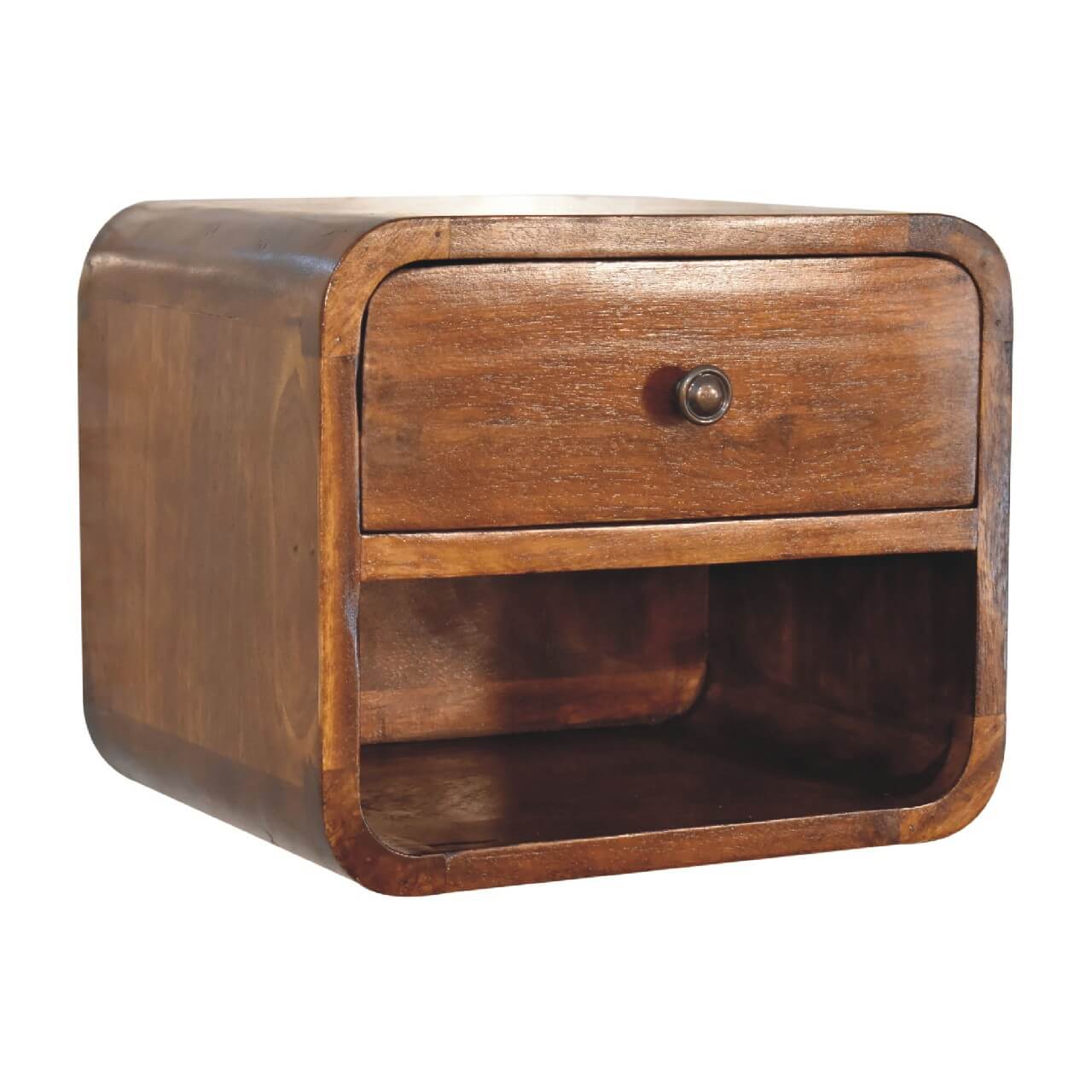 Arto 1 Drawer Floating Bedside, Chestnut