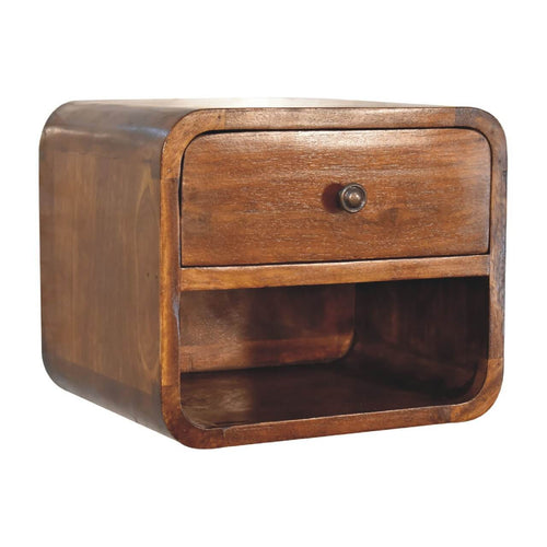 Arto 1 Drawer Floating Bedside, Chestnut
