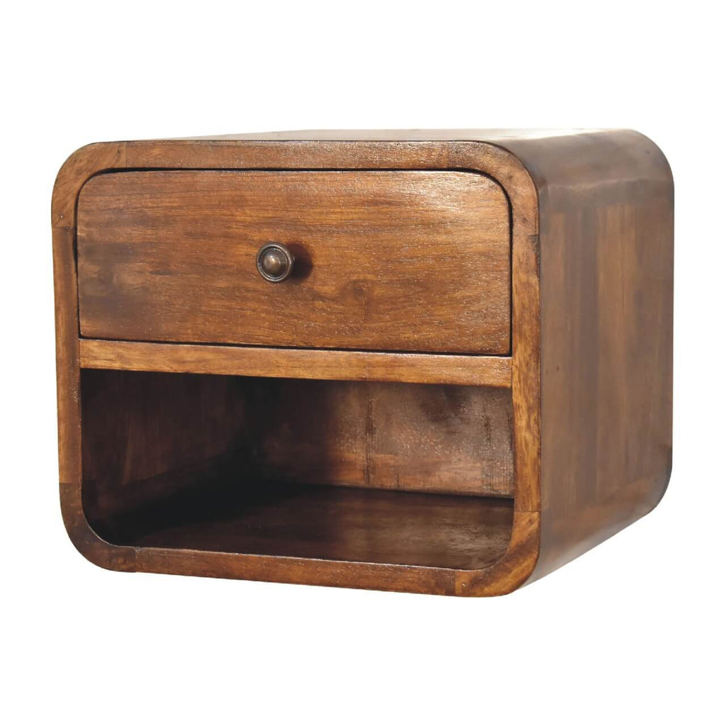 Arto 1 Drawer Floating Bedside, Chestnut