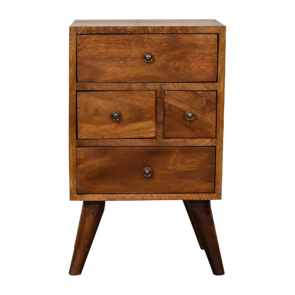 4 Drawer Bedside, Chestnut