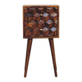 Narrow Cube Carved Bedside, Chestnut