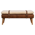 Bouclé Buffalo Hide Leather Bench