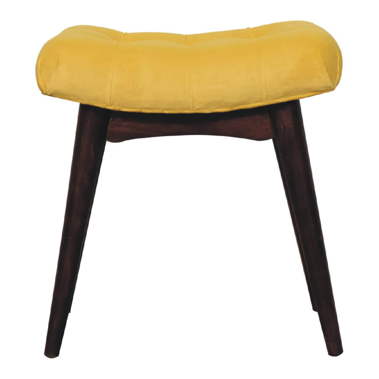Narrow Velvet Curved Bench, Mustard