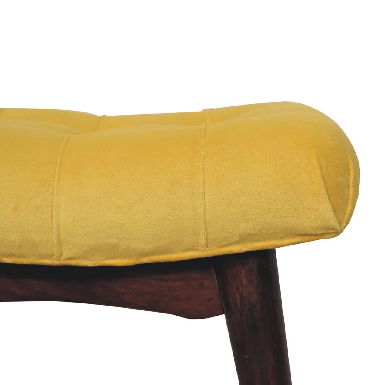 Narrow Velvet Curved Bench, Mustard