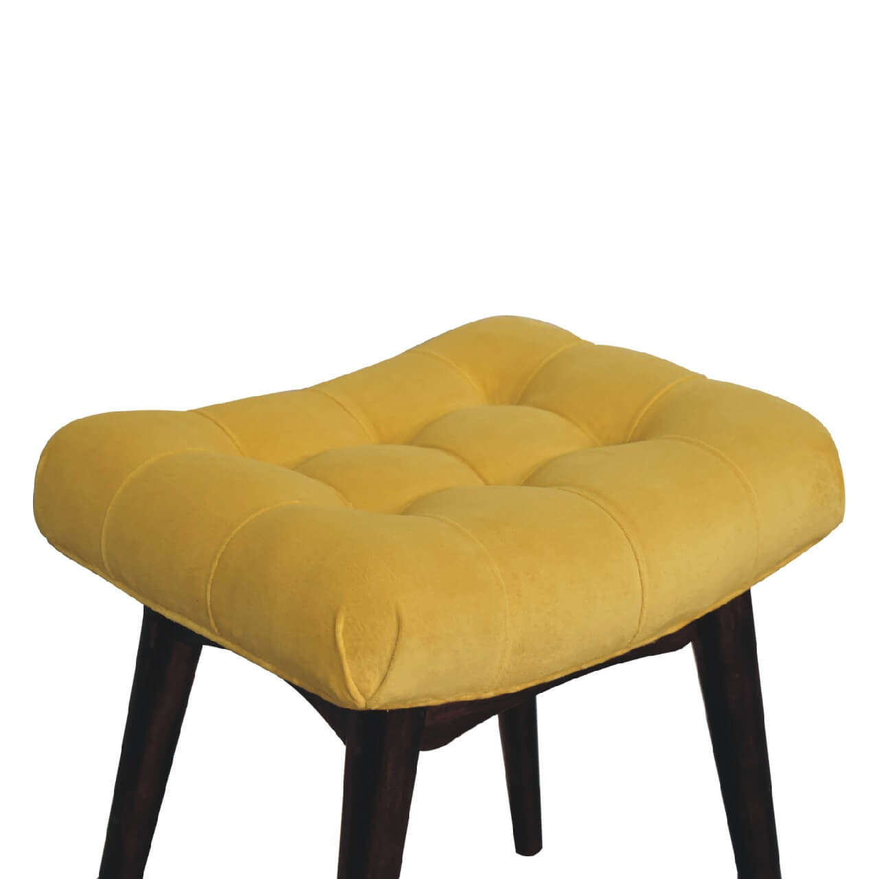 Narrow Velvet Curved Bench, Mustard