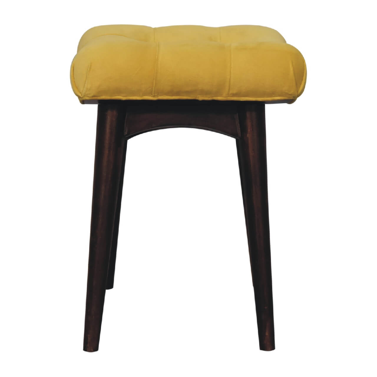 Narrow Velvet Curved Bench, Mustard
