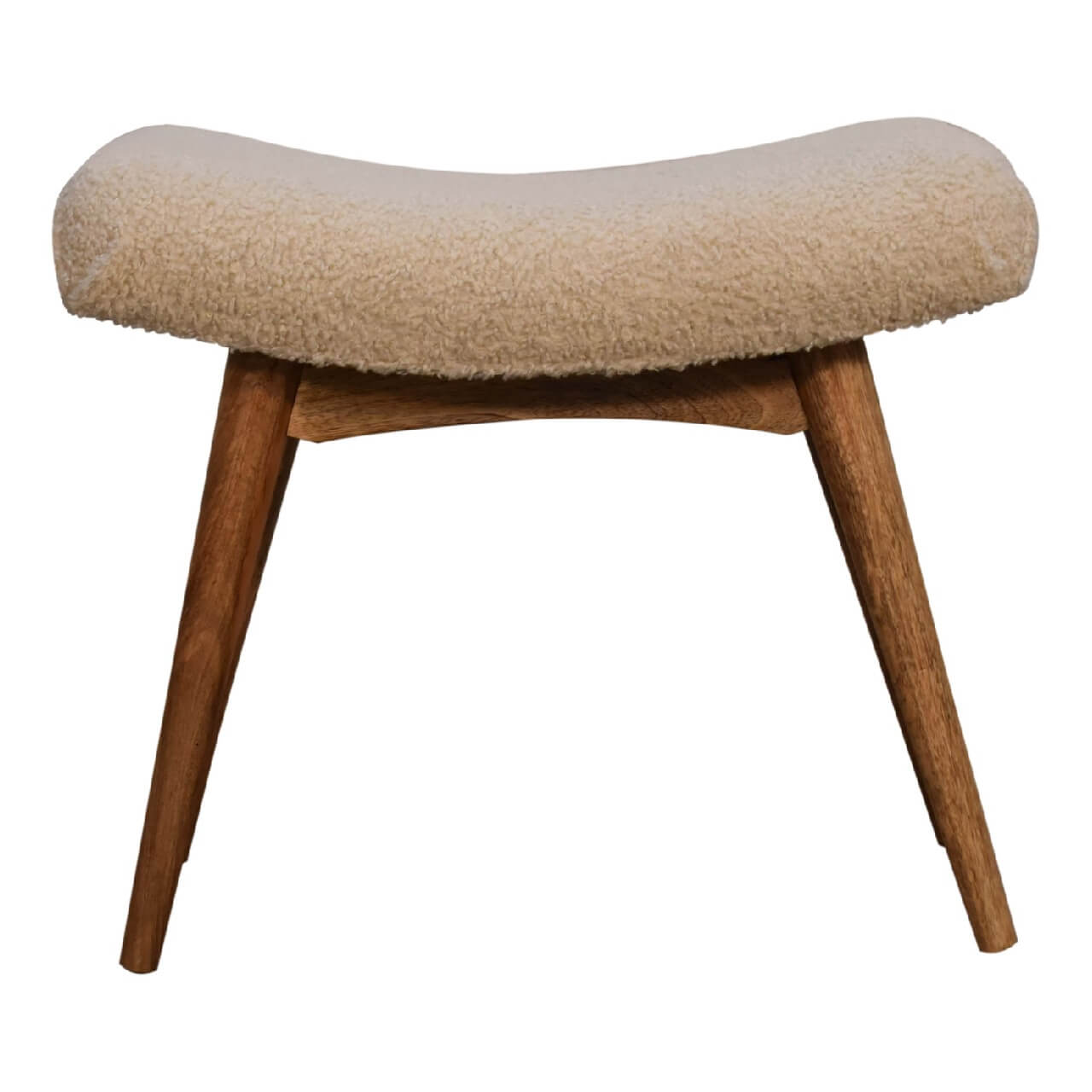 Bouclé Curved Bench, Cream