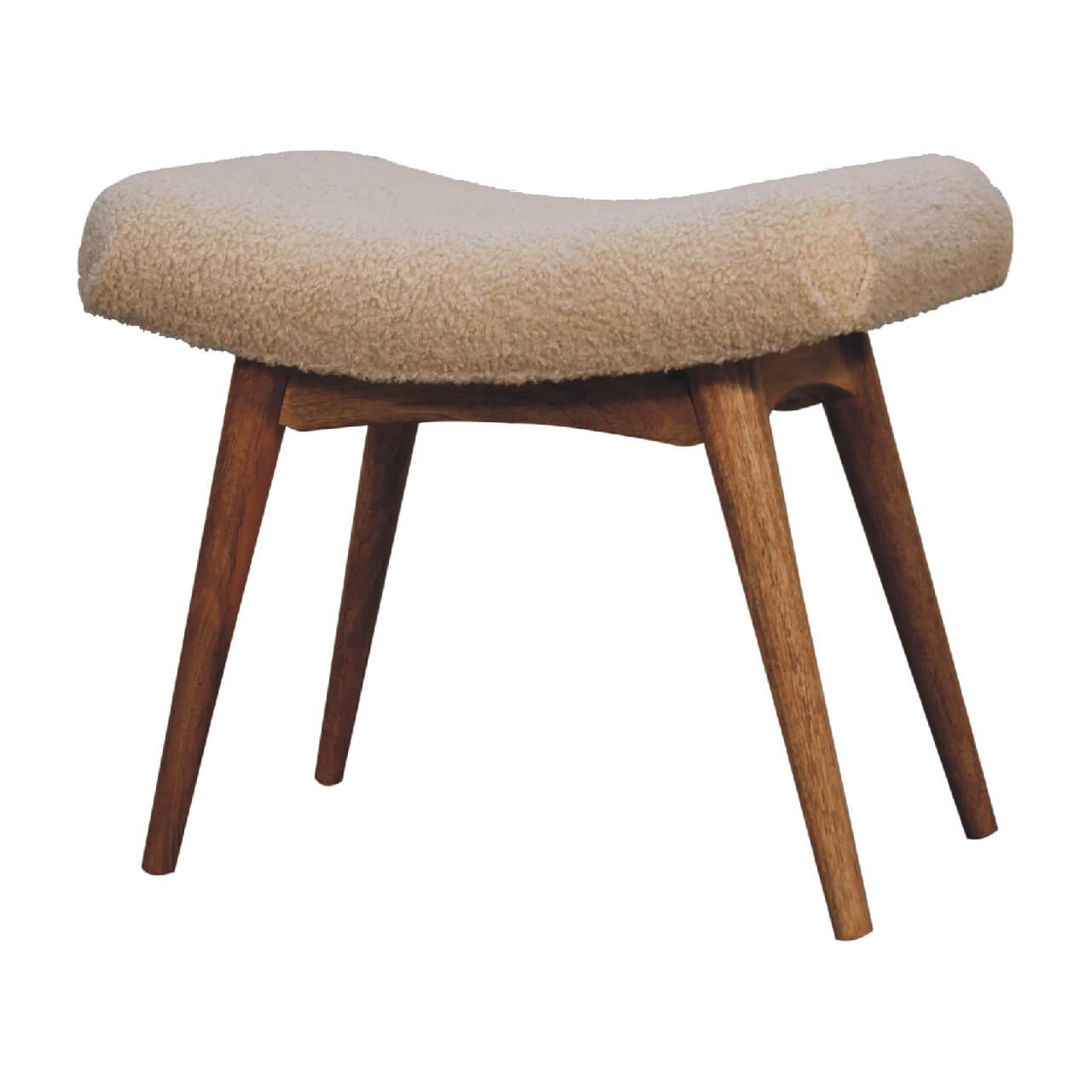 Bouclé Curved Bench, Cream
