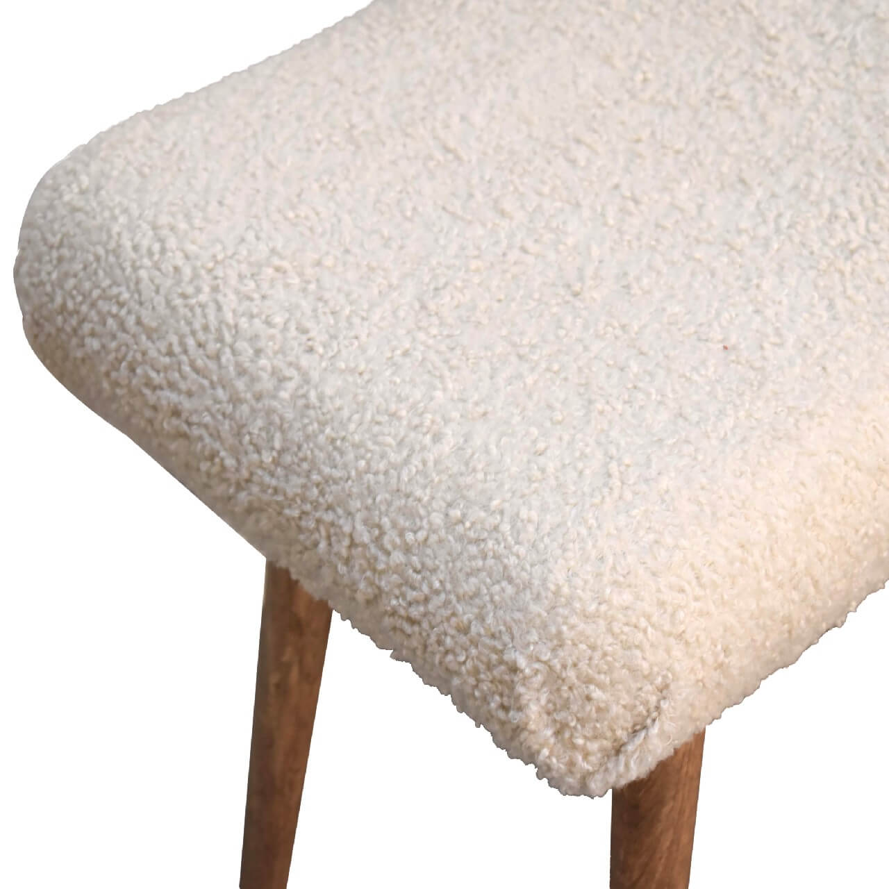 Bouclé Curved Bench, Cream