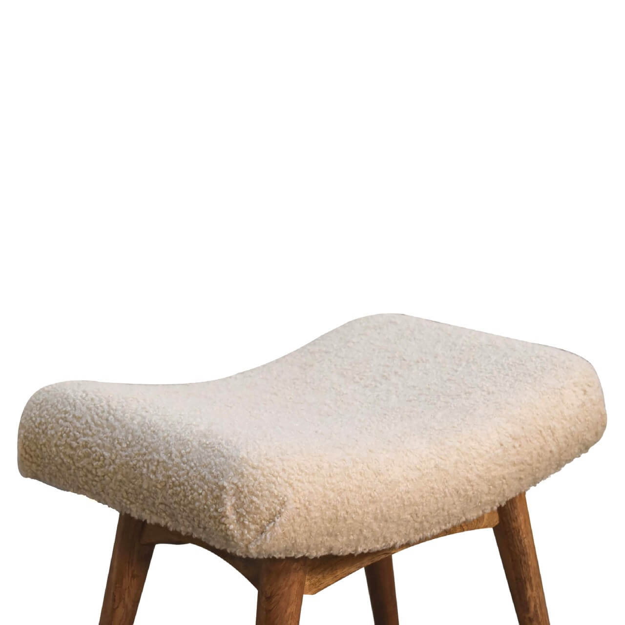 Bouclé Curved Bench, Cream