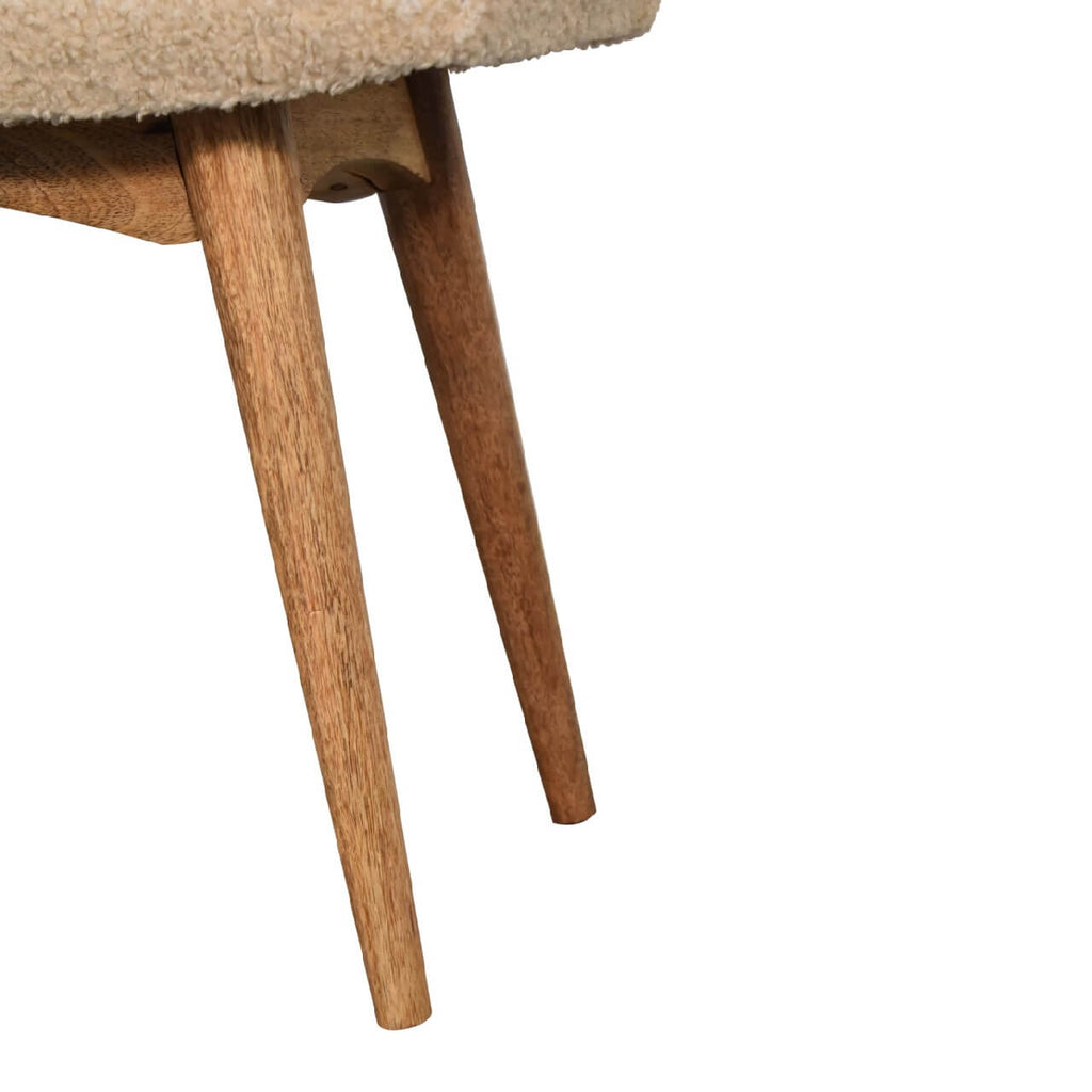 Bouclé Curved Bench, Cream