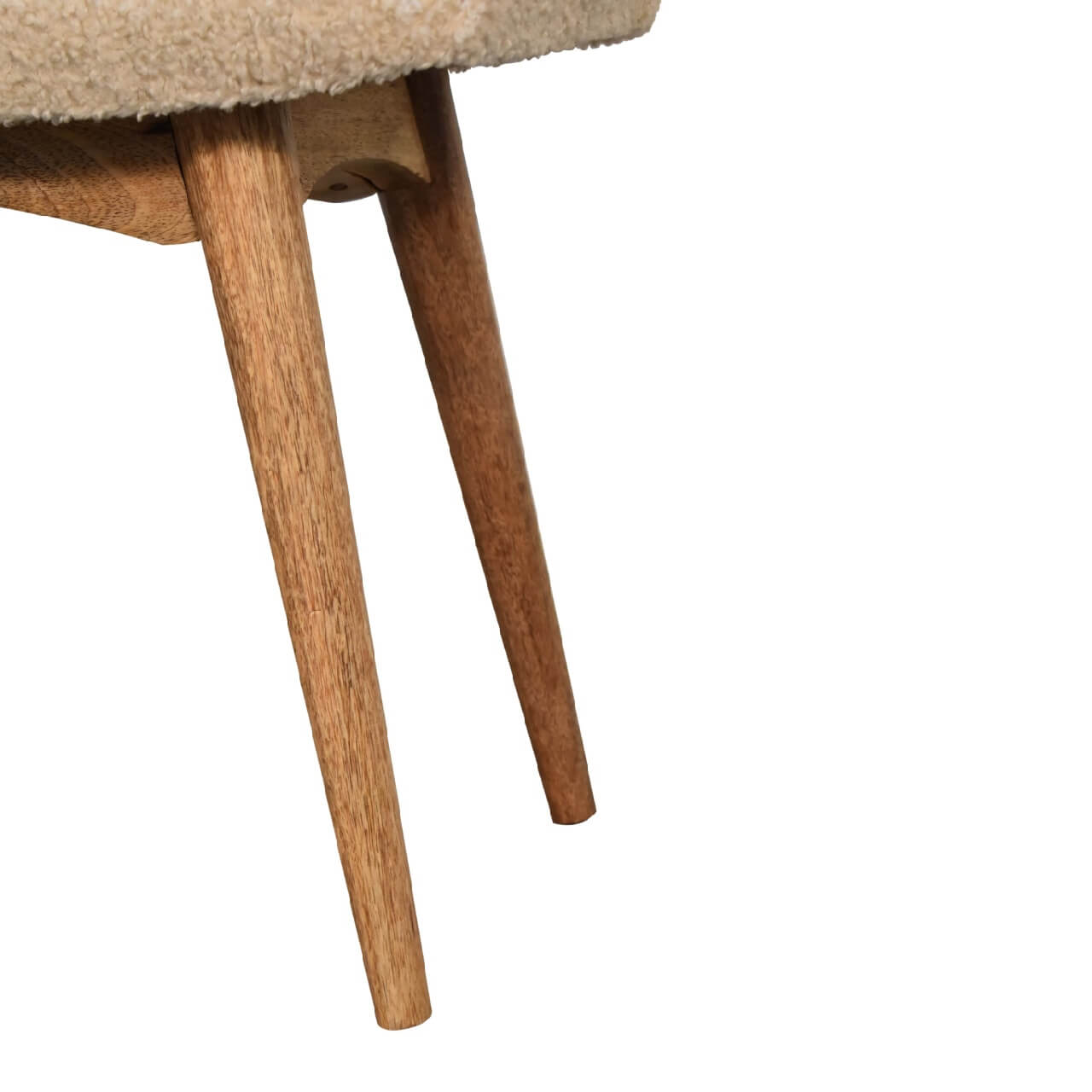 Bouclé Curved Bench, Cream
