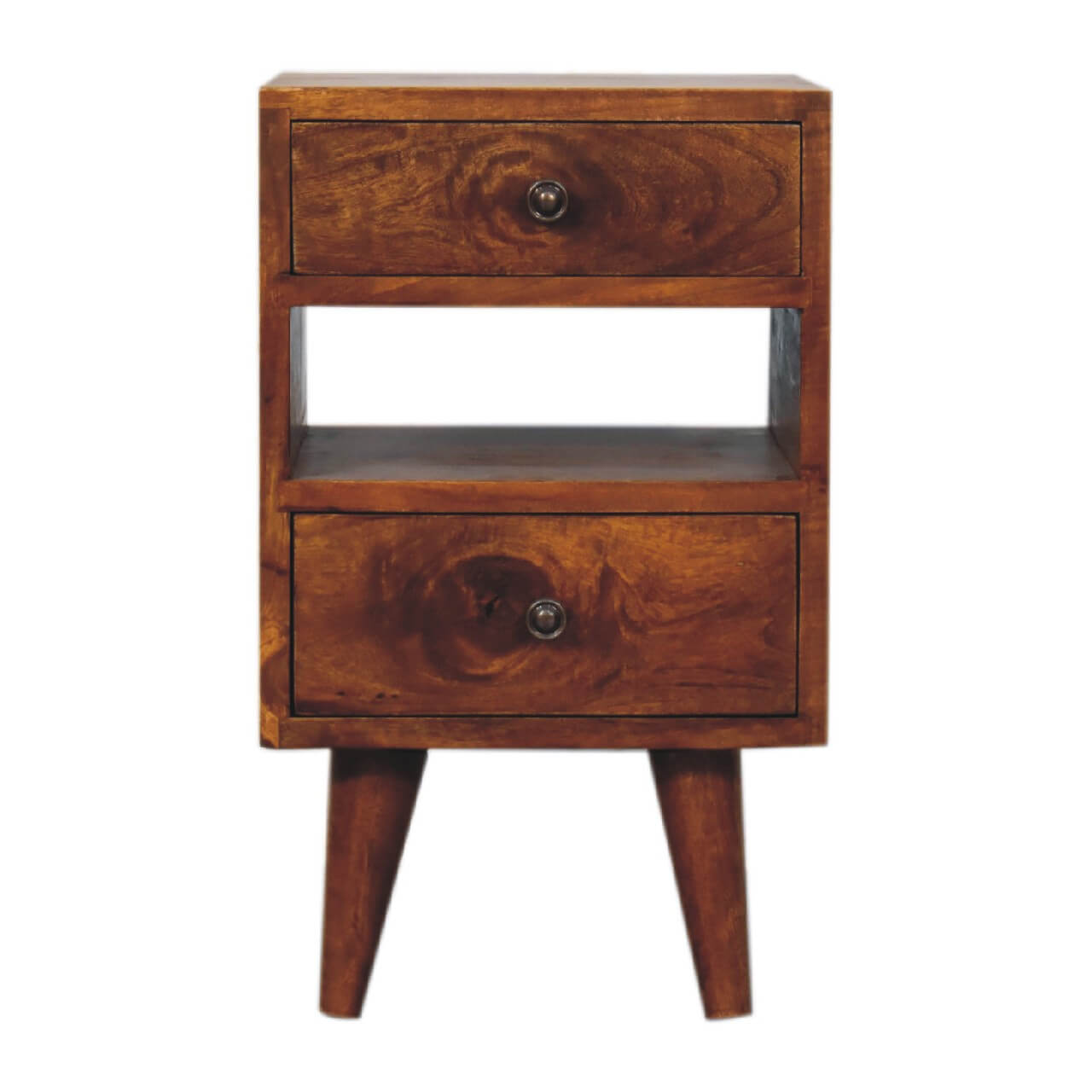 Cut-Out Narrow Bedside, Chestnut