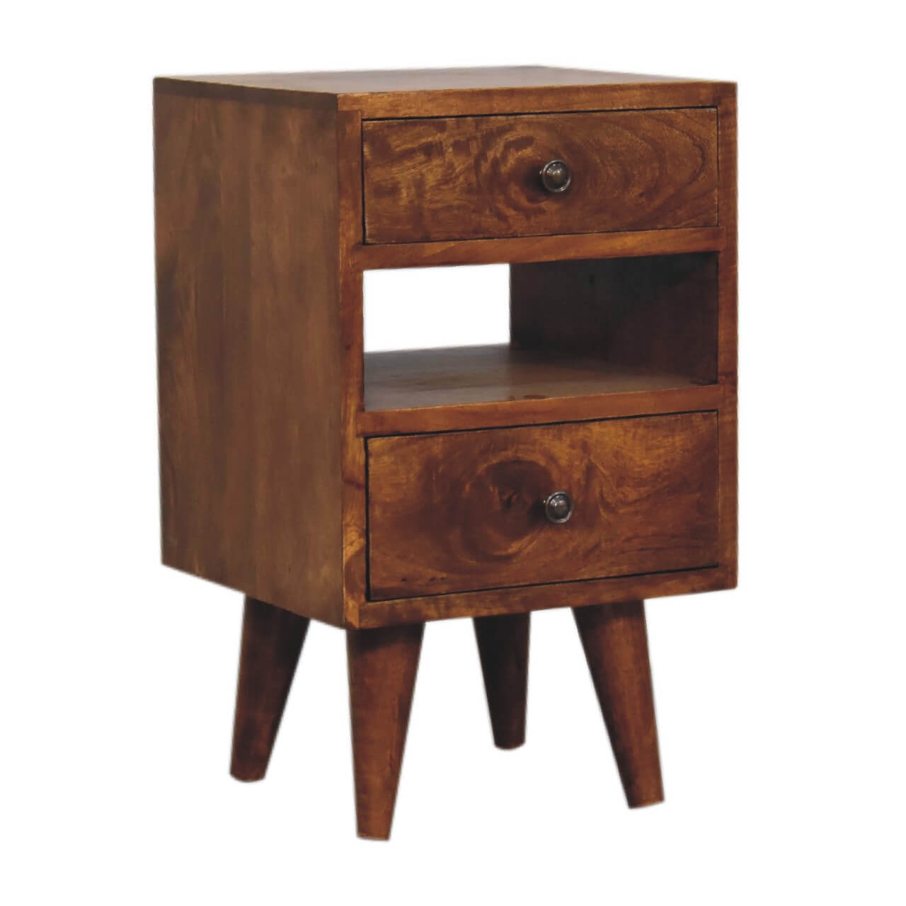 Cut-Out Narrow Bedside, Chestnut