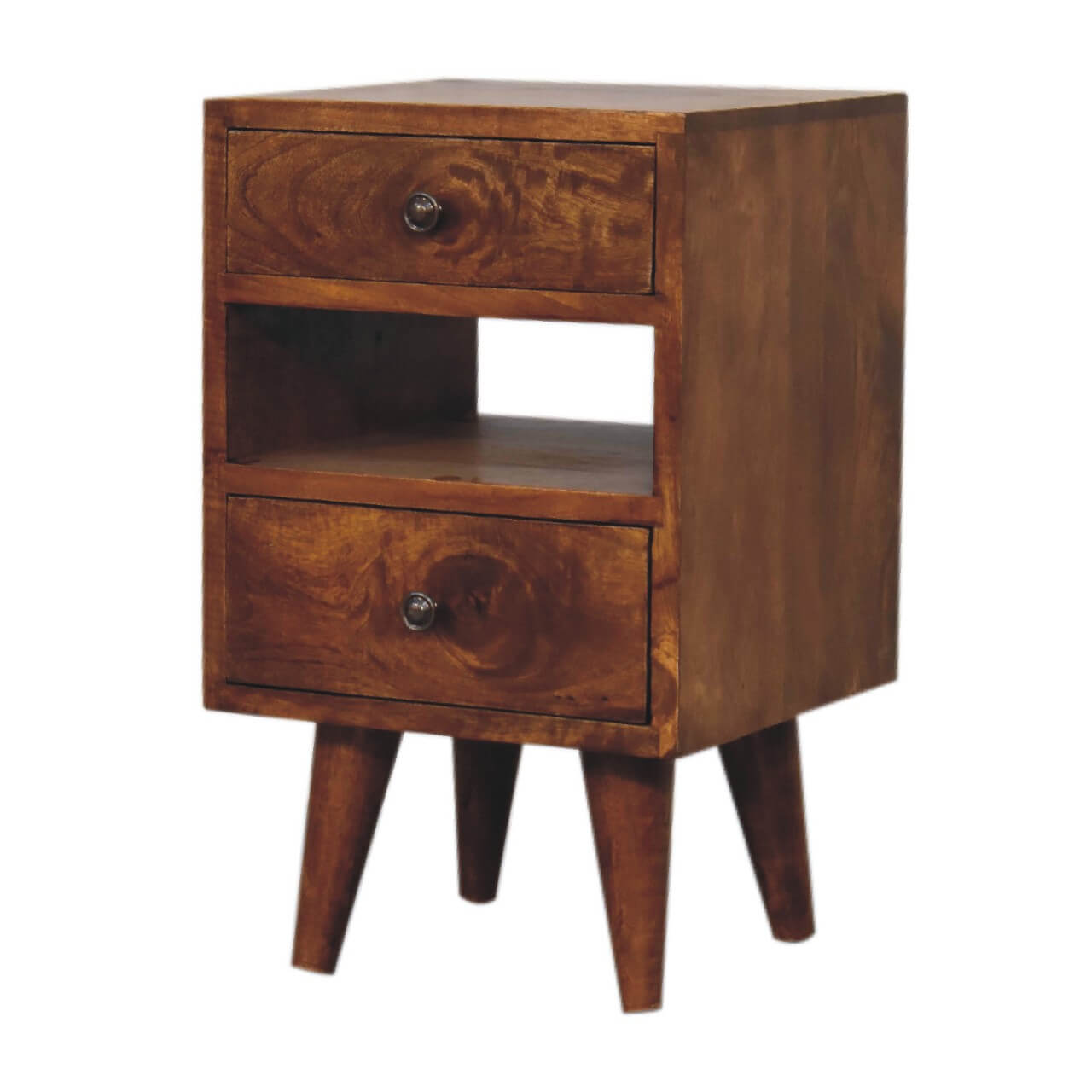 Cut-Out Narrow Bedside, Chestnut